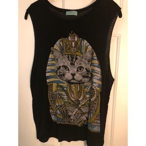 Black Muscle Tank with Egyptian Cat 1/$9 or 2/$15